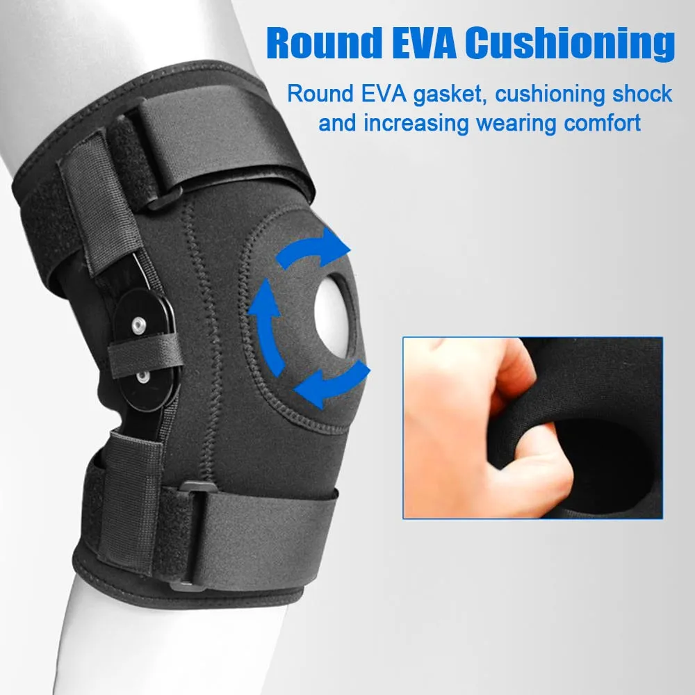 1 Pair Adjustable Open Patella Hinged Knee Brace for Running Sport Muscle Tear