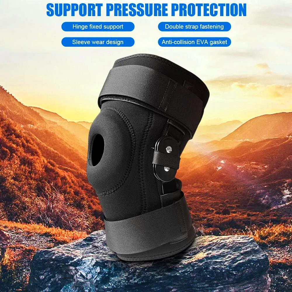 1 Pair Adjustable Open Patella Hinged Knee Brace for Running Sport Muscle Tear