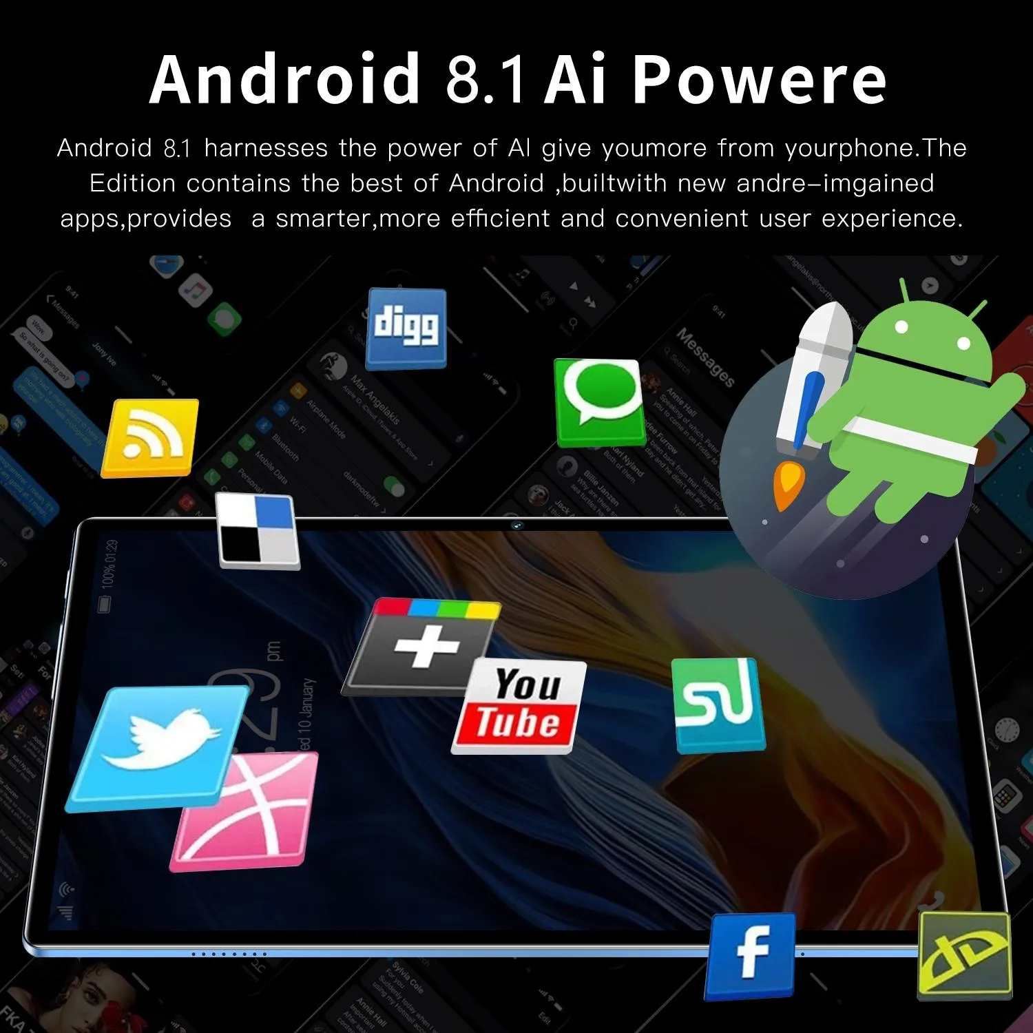 10.1 4g Lte Tablet - 4gb Ram 32gb Storage Android 8.1 Octa-core Dual Sim Wifi Bt Gps