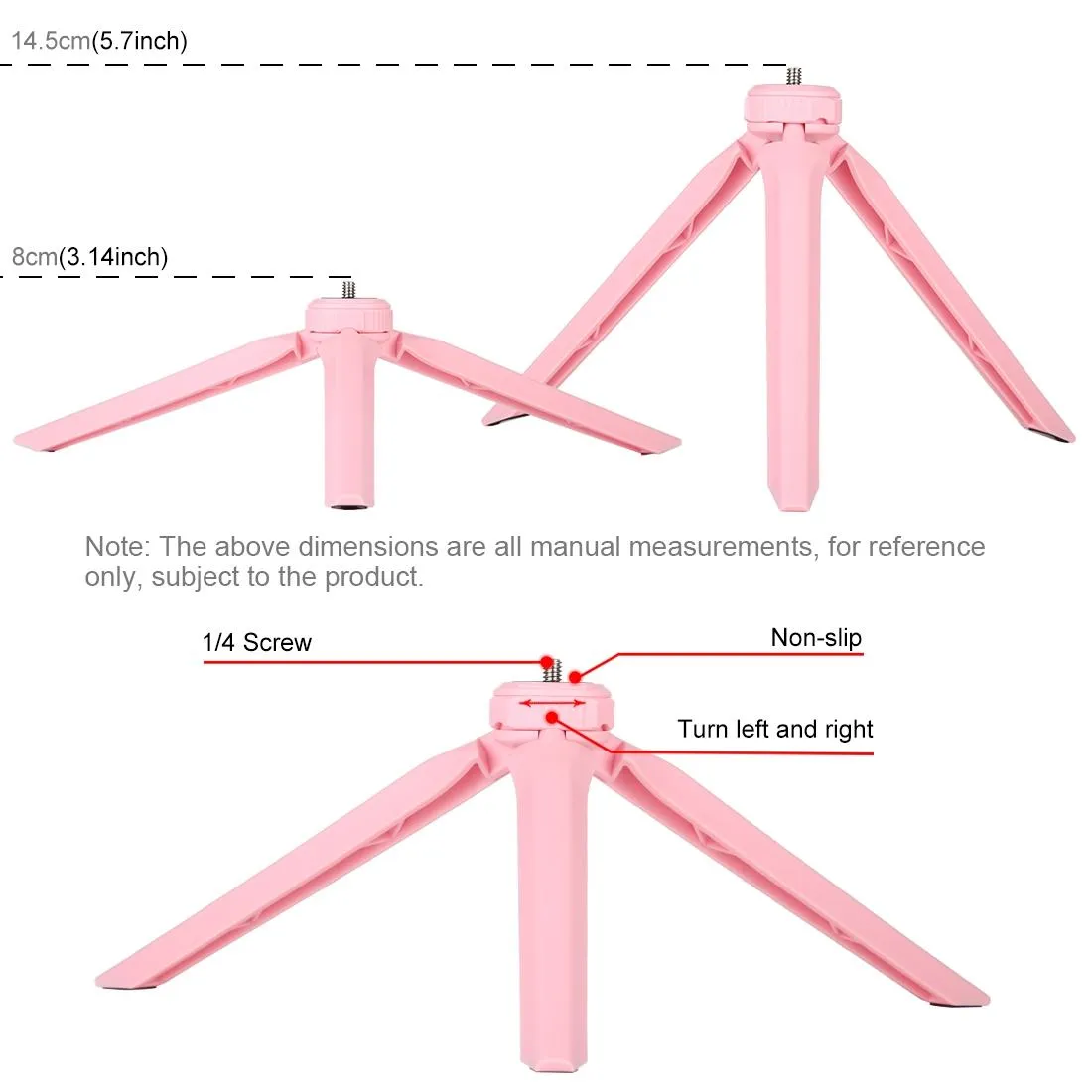 12cm LED Ring Light with USB | 3 Modes Dimmable | Cold Shoe Tripod Ball Head | Pink
