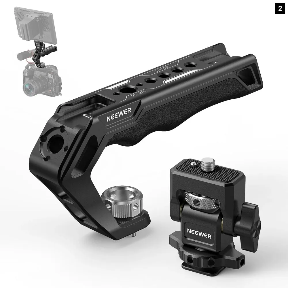 2 in 1 Camera Cage Handle with 360 Rotatable Nato Rail Clamp Versatile Video Rig Accessory