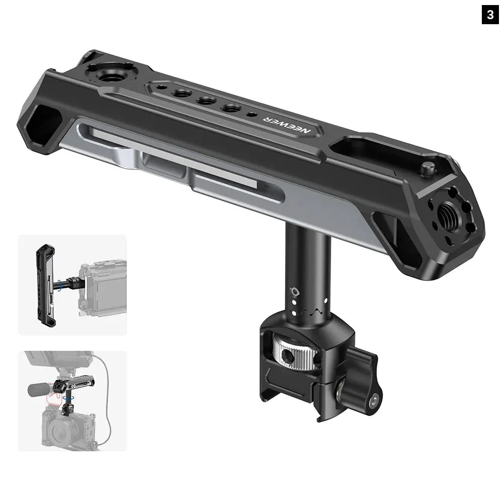 2 in 1 Camera Cage Handle with 360 Rotatable Nato Rail Clamp Versatile Video Rig Accessory