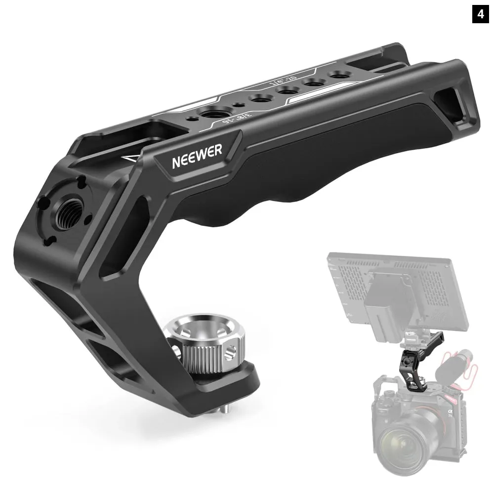 2 in 1 Camera Cage Handle with 360 Rotatable Nato Rail Clamp Versatile Video Rig Accessory