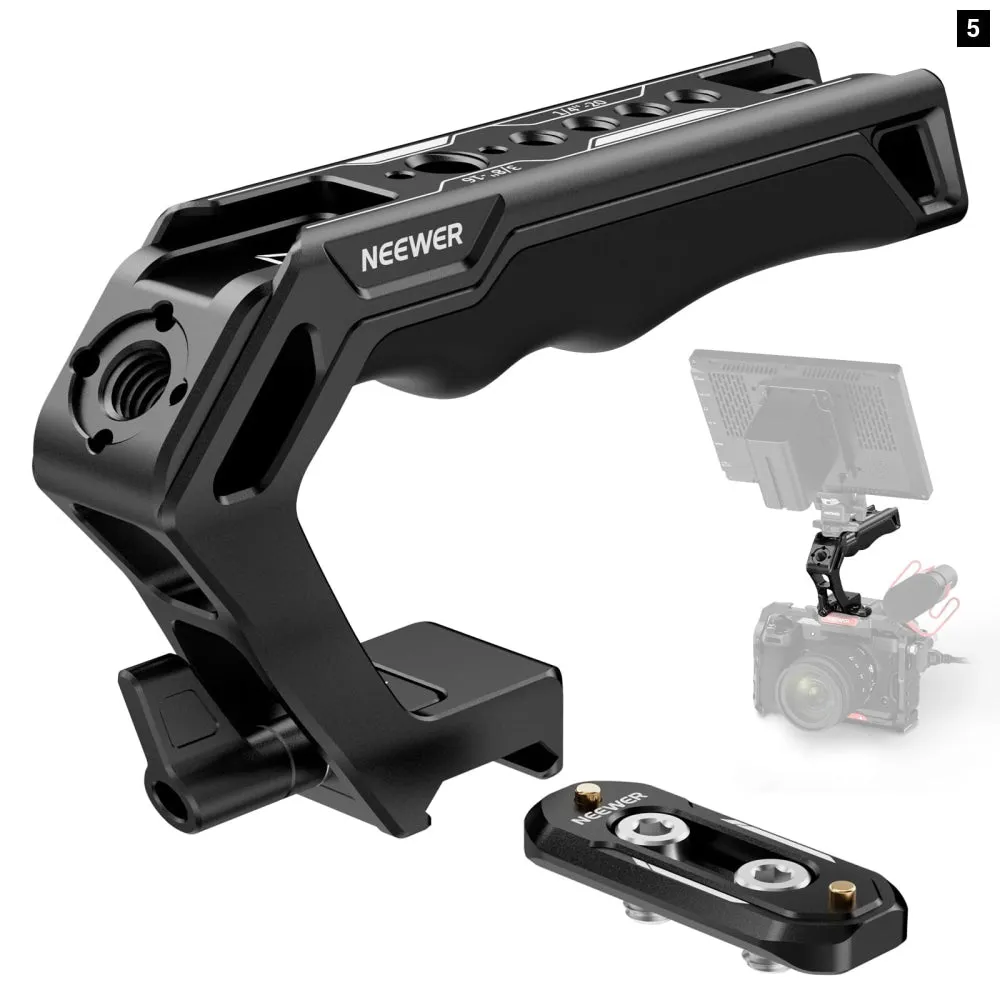 2 in 1 Camera Cage Handle with 360 Rotatable Nato Rail Clamp Versatile Video Rig Accessory