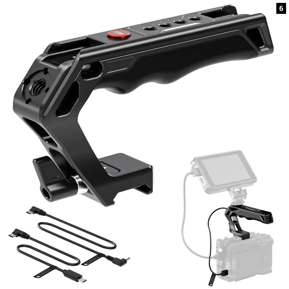 2 in 1 Camera Cage Handle with 360 Rotatable Nato Rail Clamp Versatile Video Rig Accessory