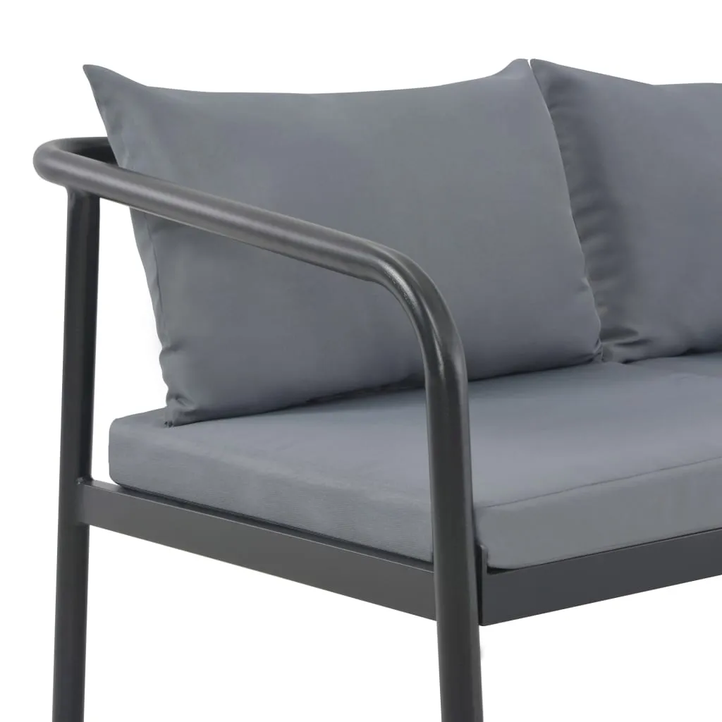 2 Seater Patio Sofa with Cushions Gray Aluminum