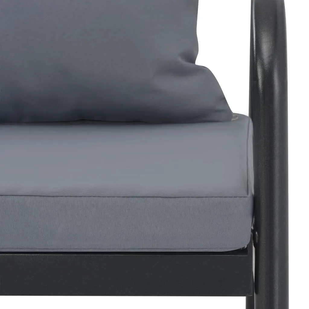 2 Seater Patio Sofa with Cushions Gray Aluminum