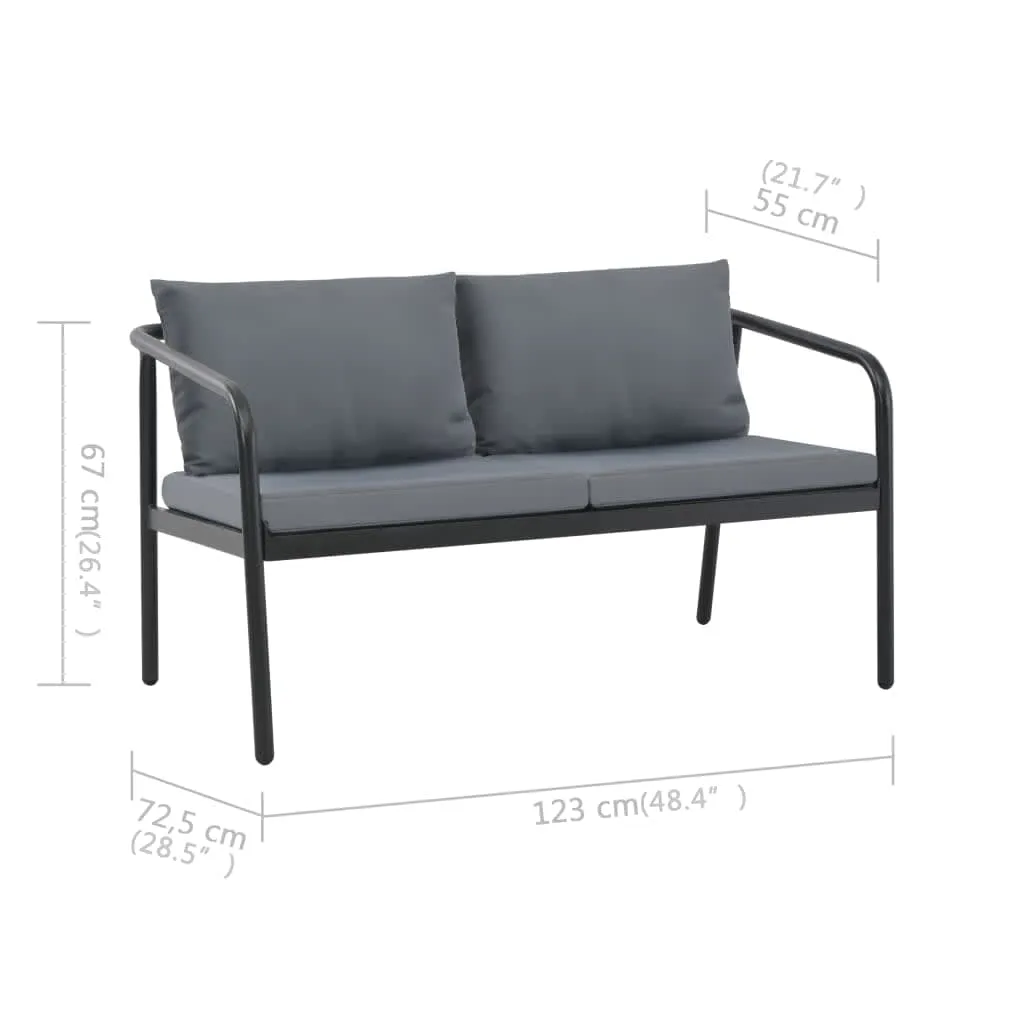 2 Seater Patio Sofa with Cushions Gray Aluminum