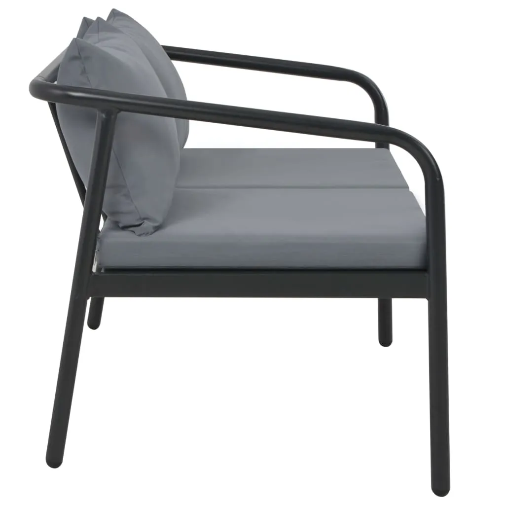 2 Seater Patio Sofa with Cushions Gray Aluminum