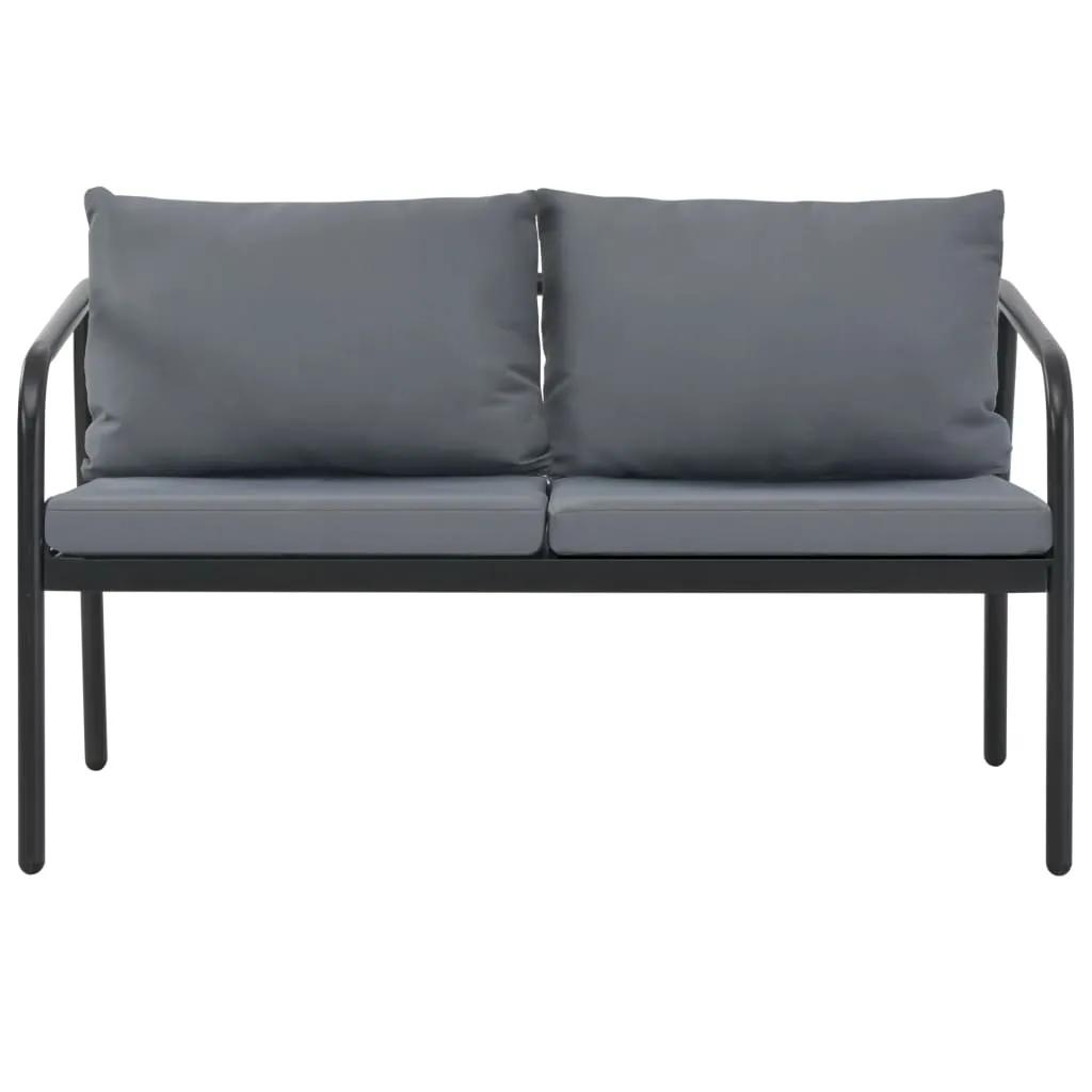 2 Seater Patio Sofa with Cushions Gray Aluminum