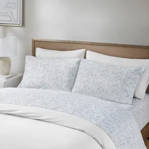 200Tc Cotton Percale Sheet Set, Green Spring Leaves