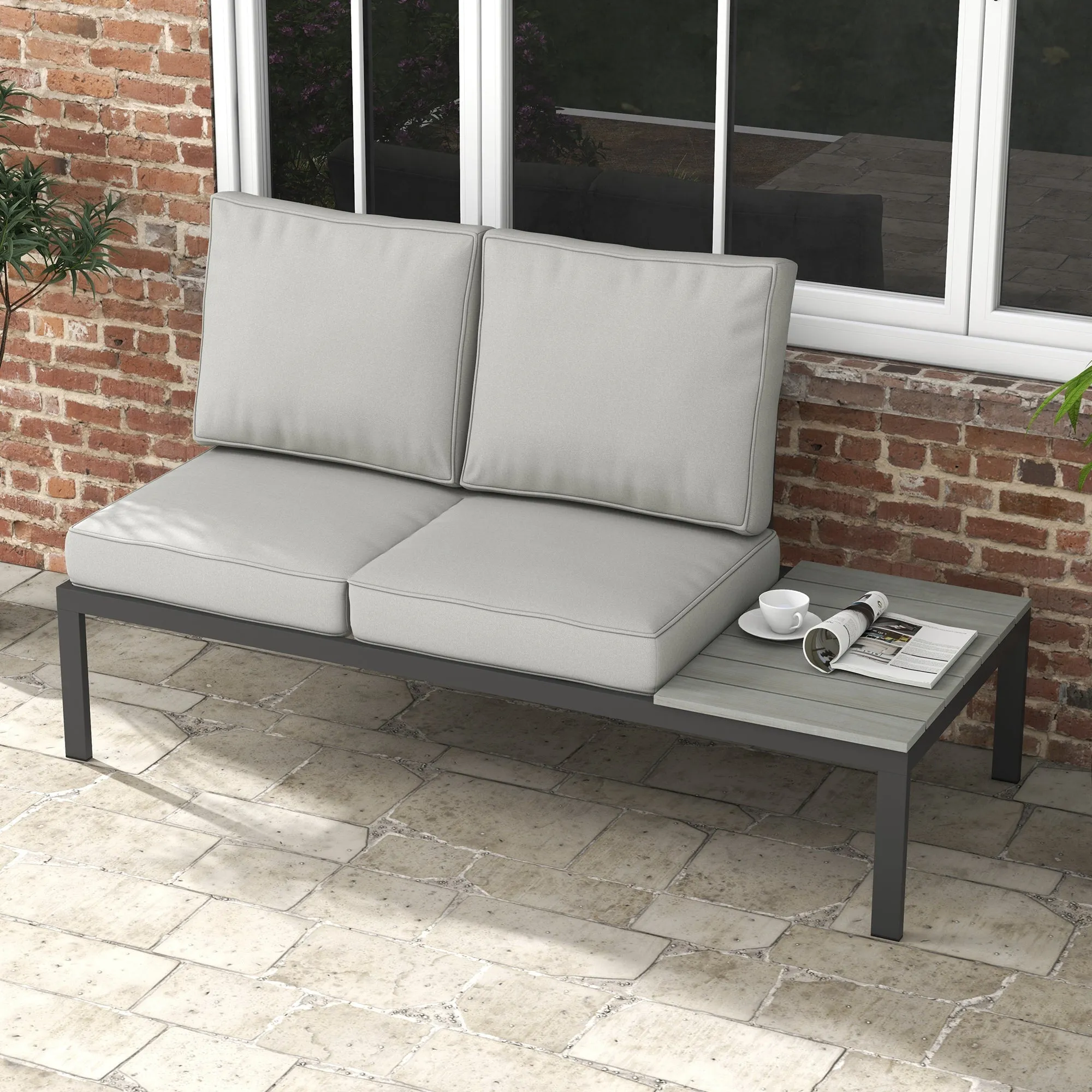 3-Piece Back and Seat Cushion Pillows Replacement, Patio Chair Cushions Set for Indoor Outdoor, Grey
