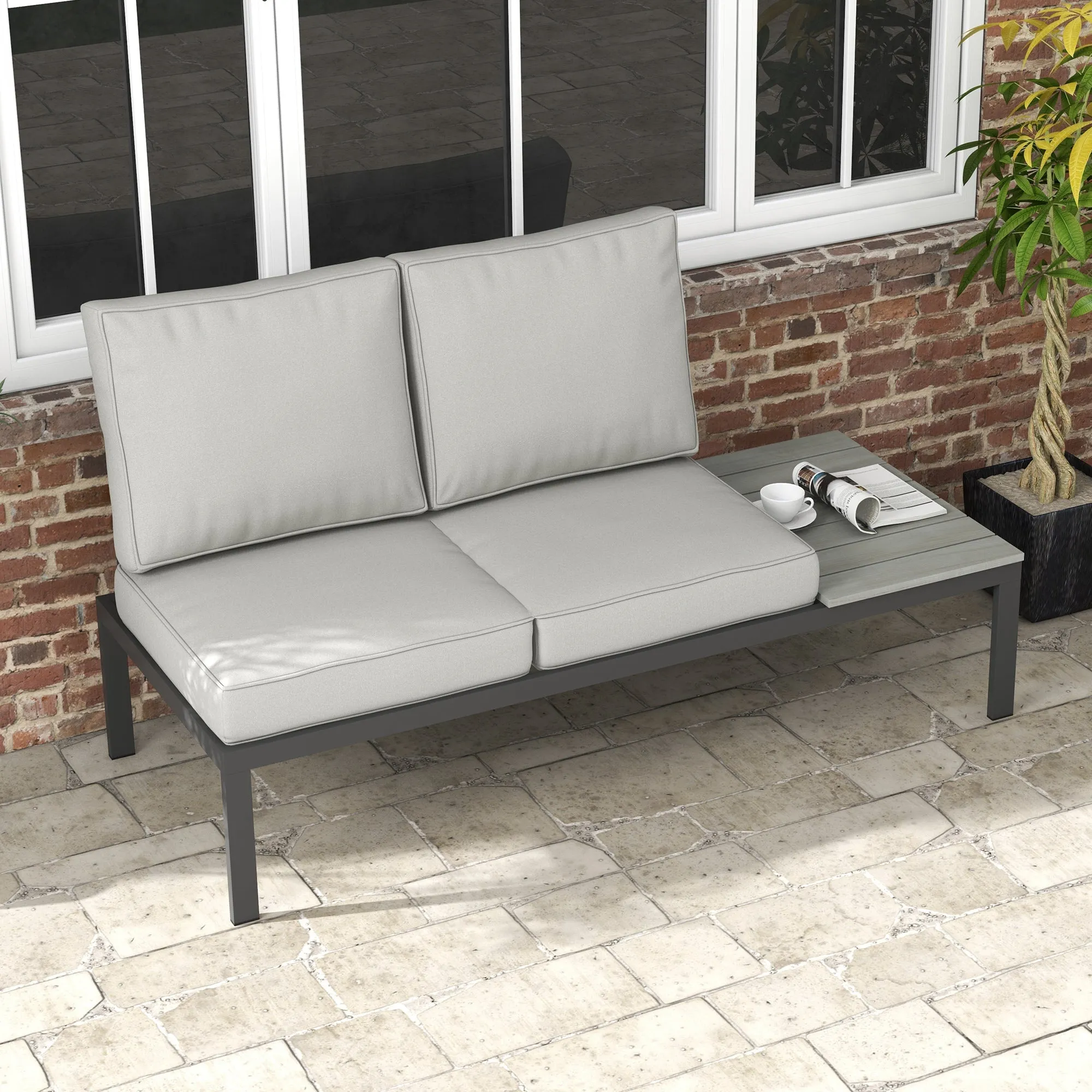3-Piece Back and Seat Cushion Pillows Replacement, Patio Chair Cushions Set for Indoor Outdoor, Grey