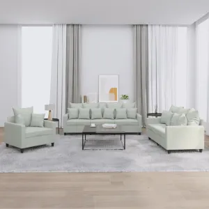 3 Piece Sofa Set with Cushions Light Gray Velvet