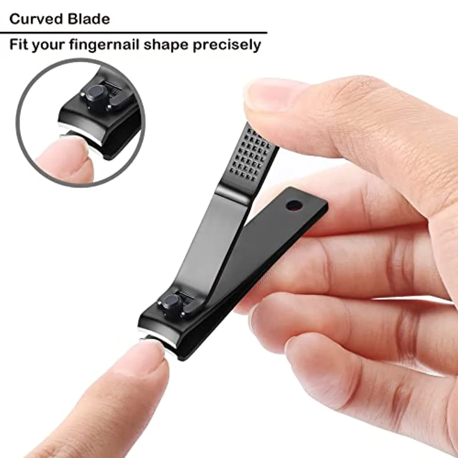 3 pieces nail clippers set, Ultra Sharp Sturdy black stainless Fingernail, Toenail Clipper Cutters (Straight & Curved)