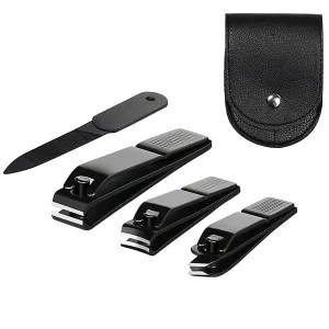 3 pieces nail clippers set, Ultra Sharp Sturdy black stainless Fingernail, Toenail Clipper Cutters (Straight & Curved)