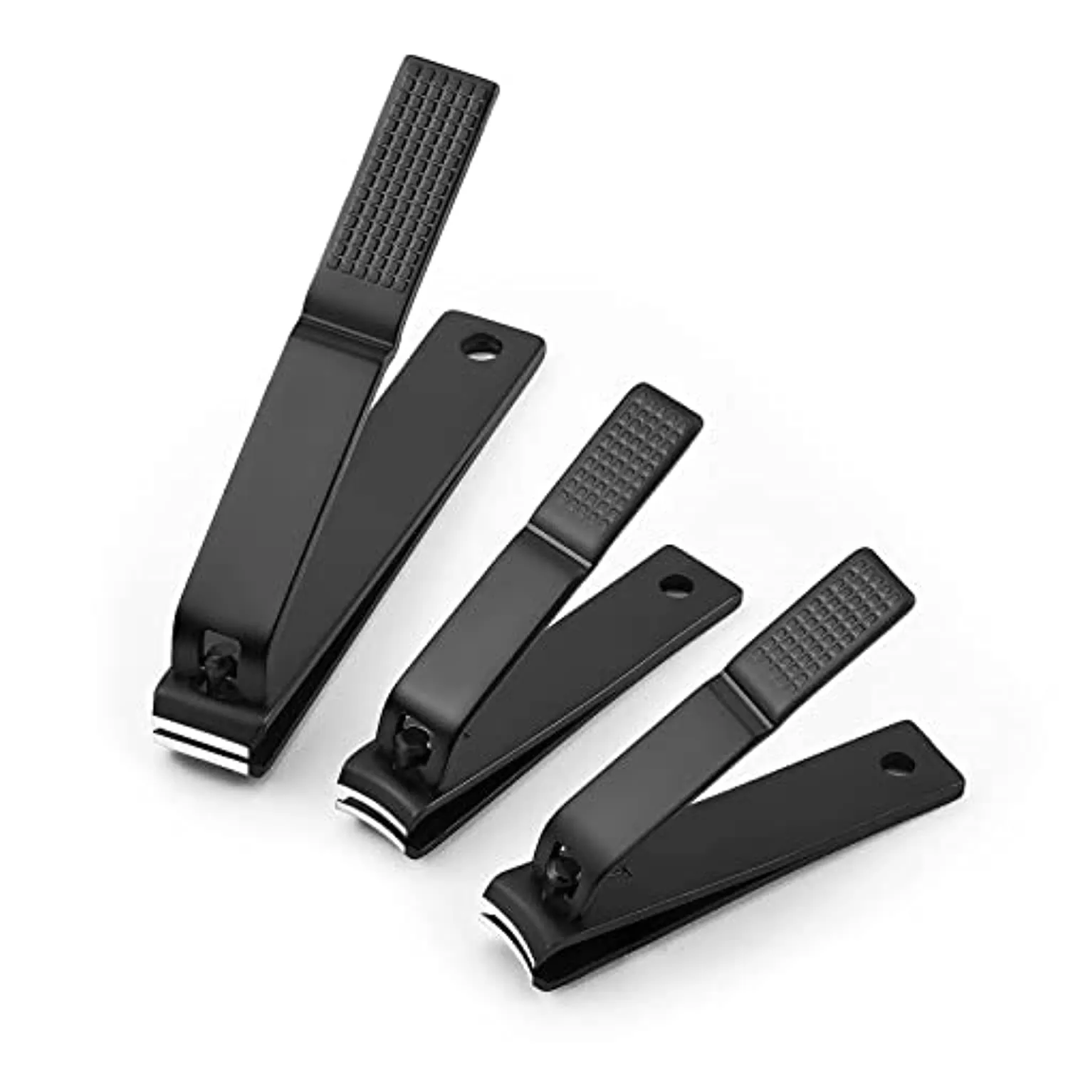 3 pieces nail clippers set, Ultra Sharp Sturdy black stainless Fingernail, Toenail Clipper Cutters (Straight & Curved)