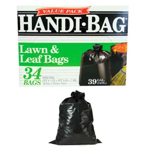 34 Pack Heavy Duty Bags Black Drum Liner Trash Outdoor Yard Leaf Bag 39 Gallon