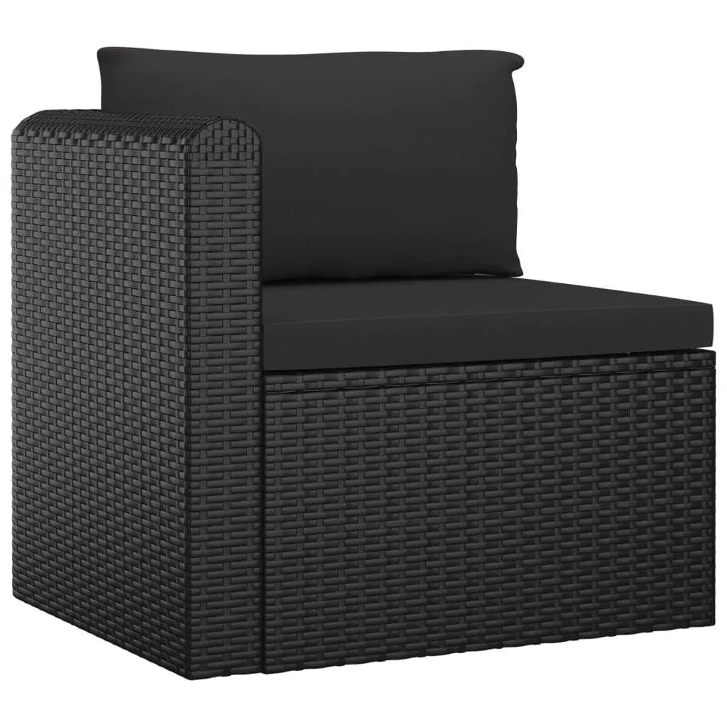 5 Piece Patio Lounge Set with Cushions Poly Rattan Black