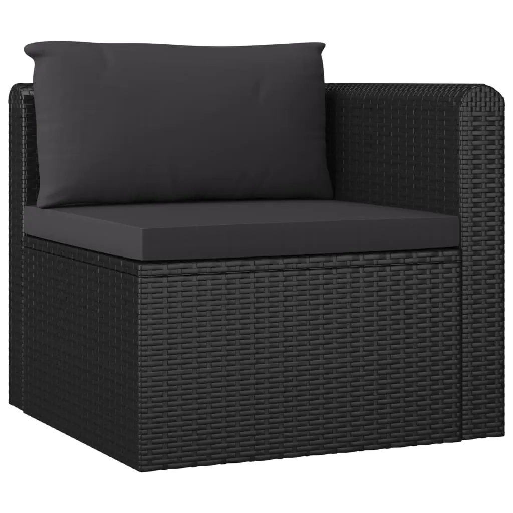 5 Piece Patio Lounge Set with Cushions Poly Rattan Black