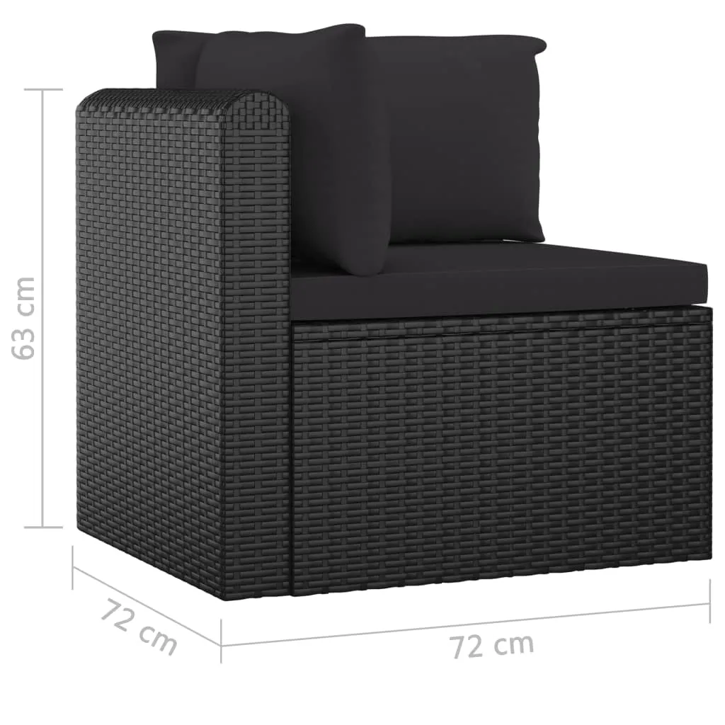 5 Piece Patio Lounge Set with Cushions Poly Rattan Black