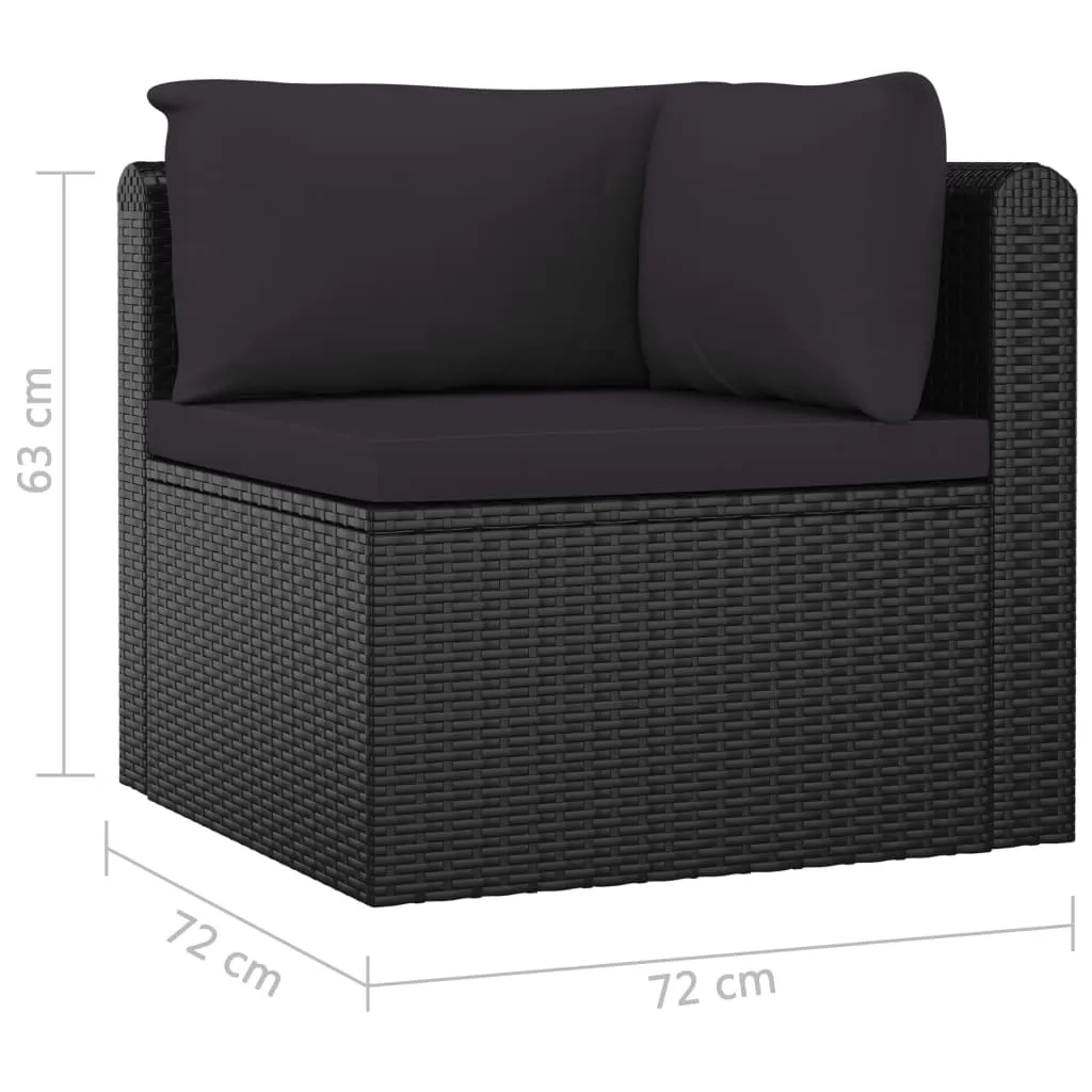5 Piece Patio Lounge Set with Cushions Poly Rattan Black