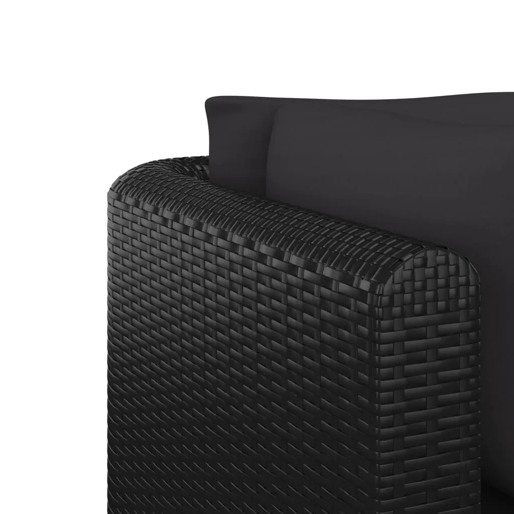 5 Piece Patio Lounge Set with Cushions Poly Rattan Black