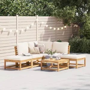 6 Piece Patio Lounge Set with Cushions Solid Wood Acacia