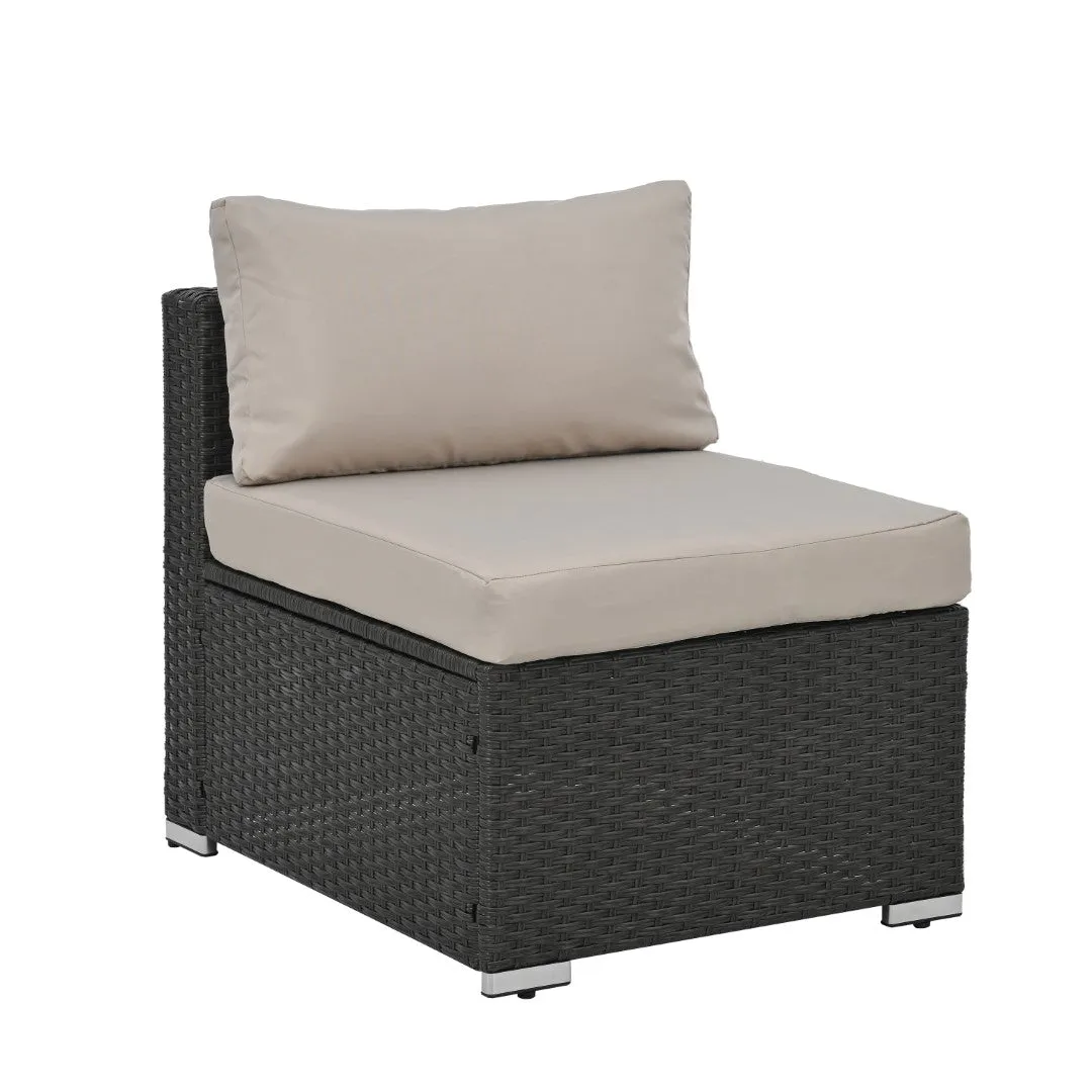 6-Seater Outdoor Patio Furniture Set with Cushions & Throw Pillows | Sturdy Metal Frame, UV-Resistant Wicker, Tempered Glass Table | Ideal for Poolside, Backyard, Garden | Water-Resistant Fabric | Easy Maintenance