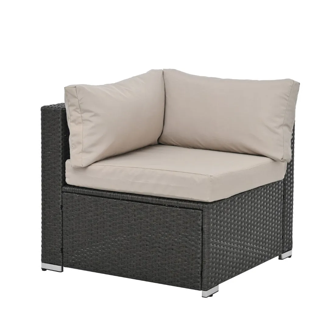 6-Seater Outdoor Patio Furniture Set with Cushions & Throw Pillows | Sturdy Metal Frame, UV-Resistant Wicker, Tempered Glass Table | Ideal for Poolside, Backyard, Garden | Water-Resistant Fabric | Easy Maintenance