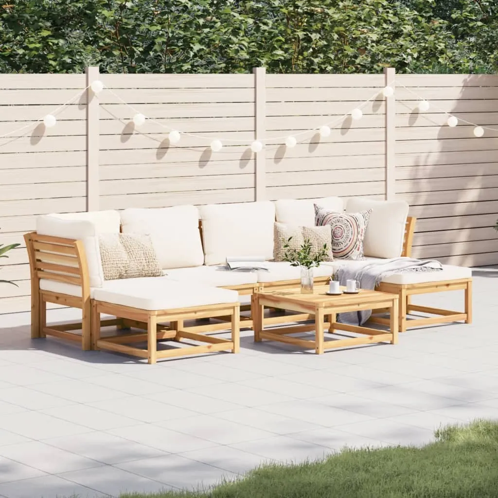 7 Piece Patio Lounge Set with Cushions Solid Wood Acacia