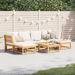 7 Piece Patio Lounge Set with Cushions Solid Wood Acacia