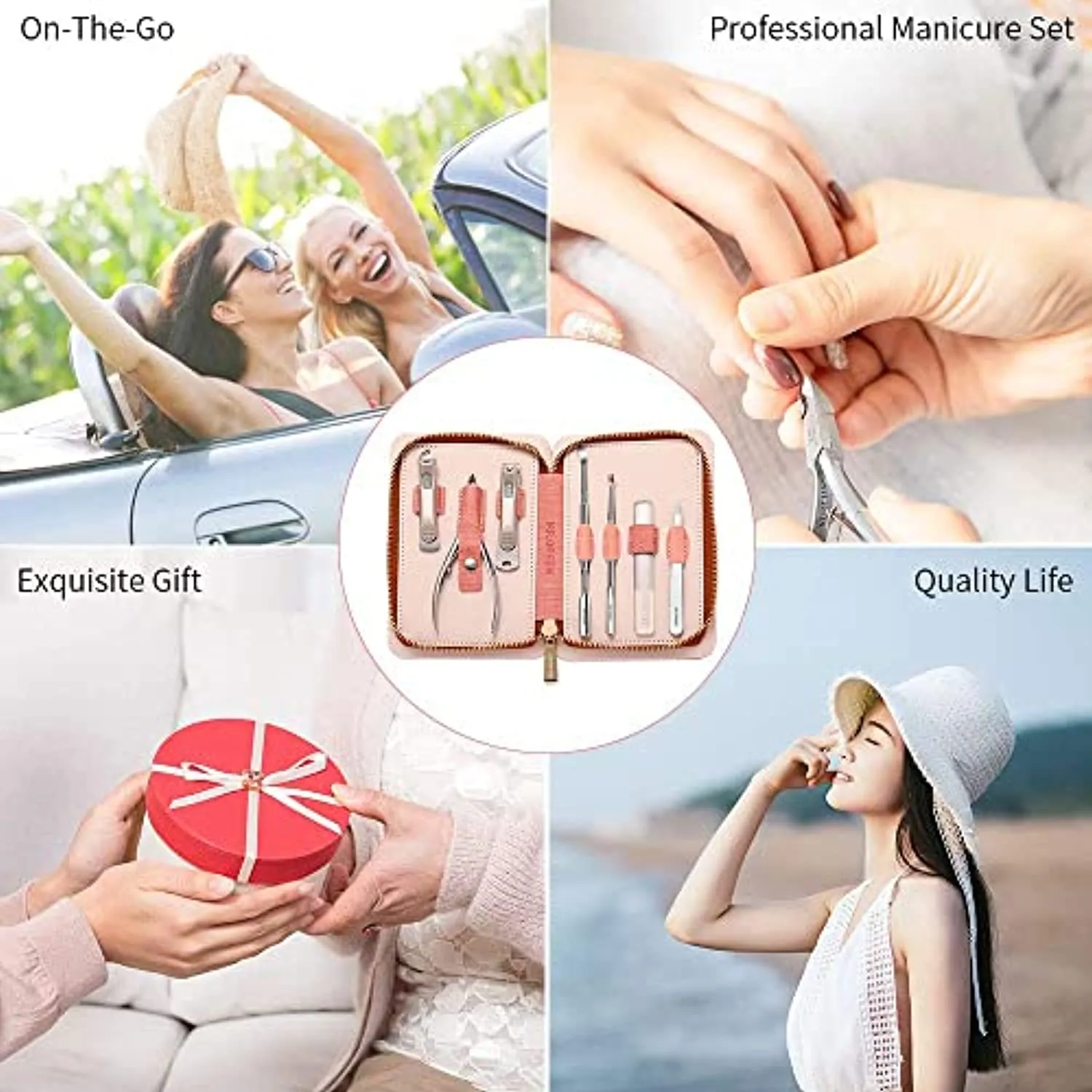 7Pcs Manicure Set, Pedicure Sets, Nail Clipper sets，Stainless Steel Professional Nail Cutter with Travel Case