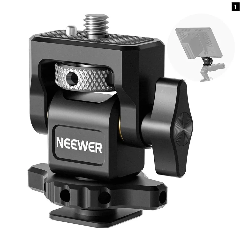 Adjustable Dslr Monitor Mount with Cold Shoe & 1/4 Screw Anti Twist Design