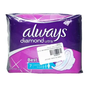 Always Diamond Ultra With Wings, 7 Extra Long Pads