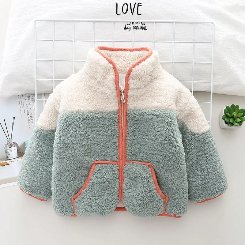 Autumn and winter boys plus velvet warm long sleeve coat