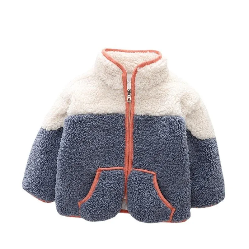Autumn and winter boys plus velvet warm long sleeve coat