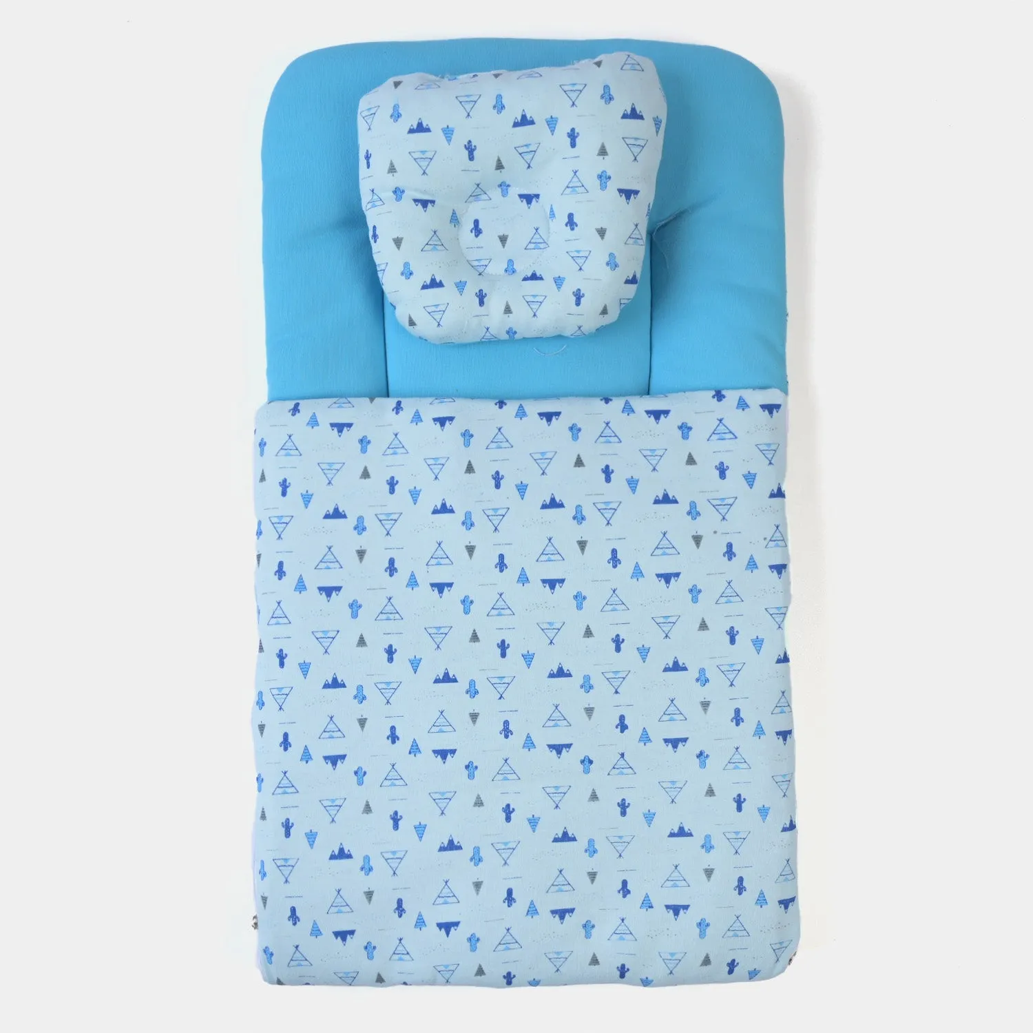 Baby Carry Nest Printed With Head Pillow | Blue