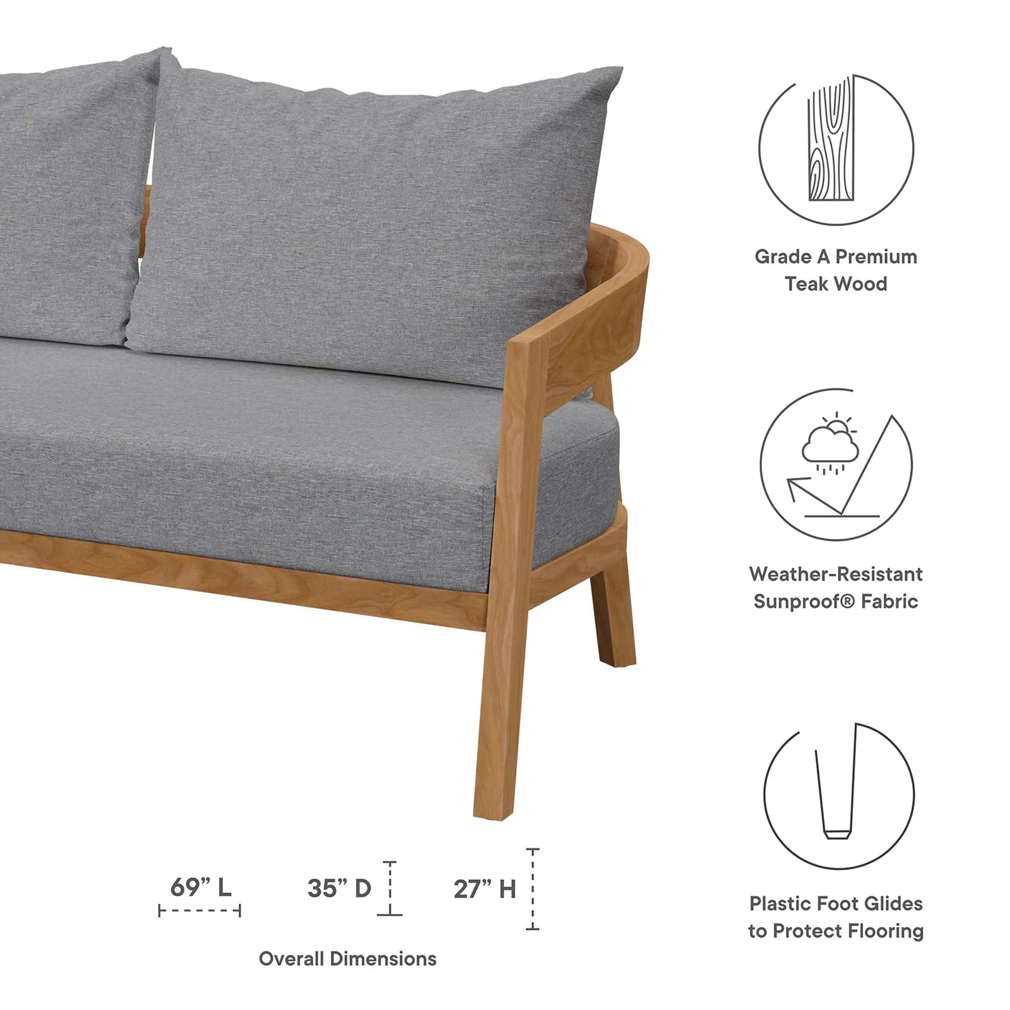 Brisbane Teak Wood Outdoor Patio Loveseat by Modway