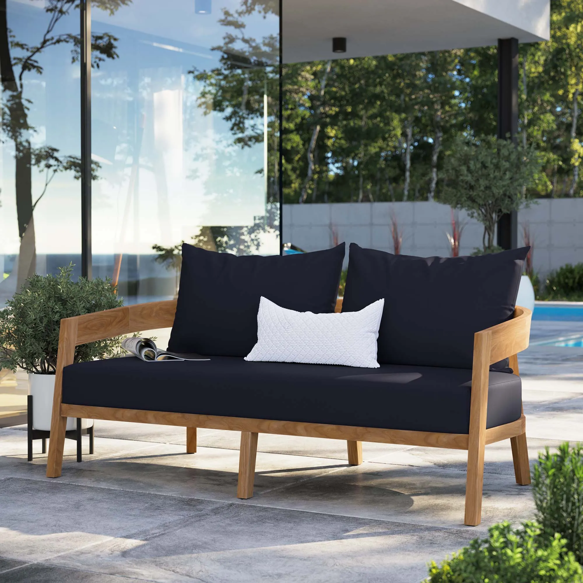 Brisbane Teak Wood Outdoor Patio Loveseat by Modway