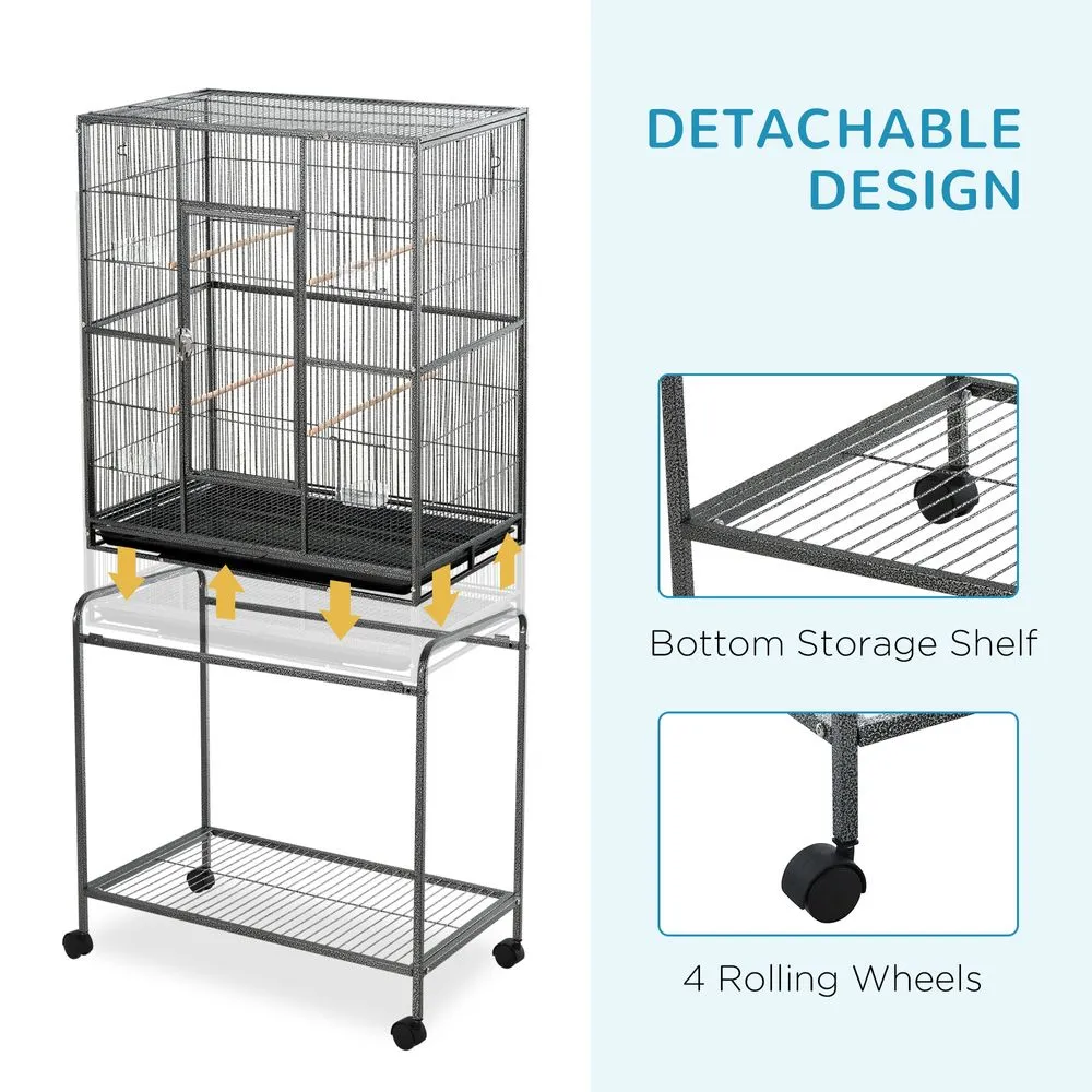 Cage for Parakeets - Rolling Bird Cage with Stand