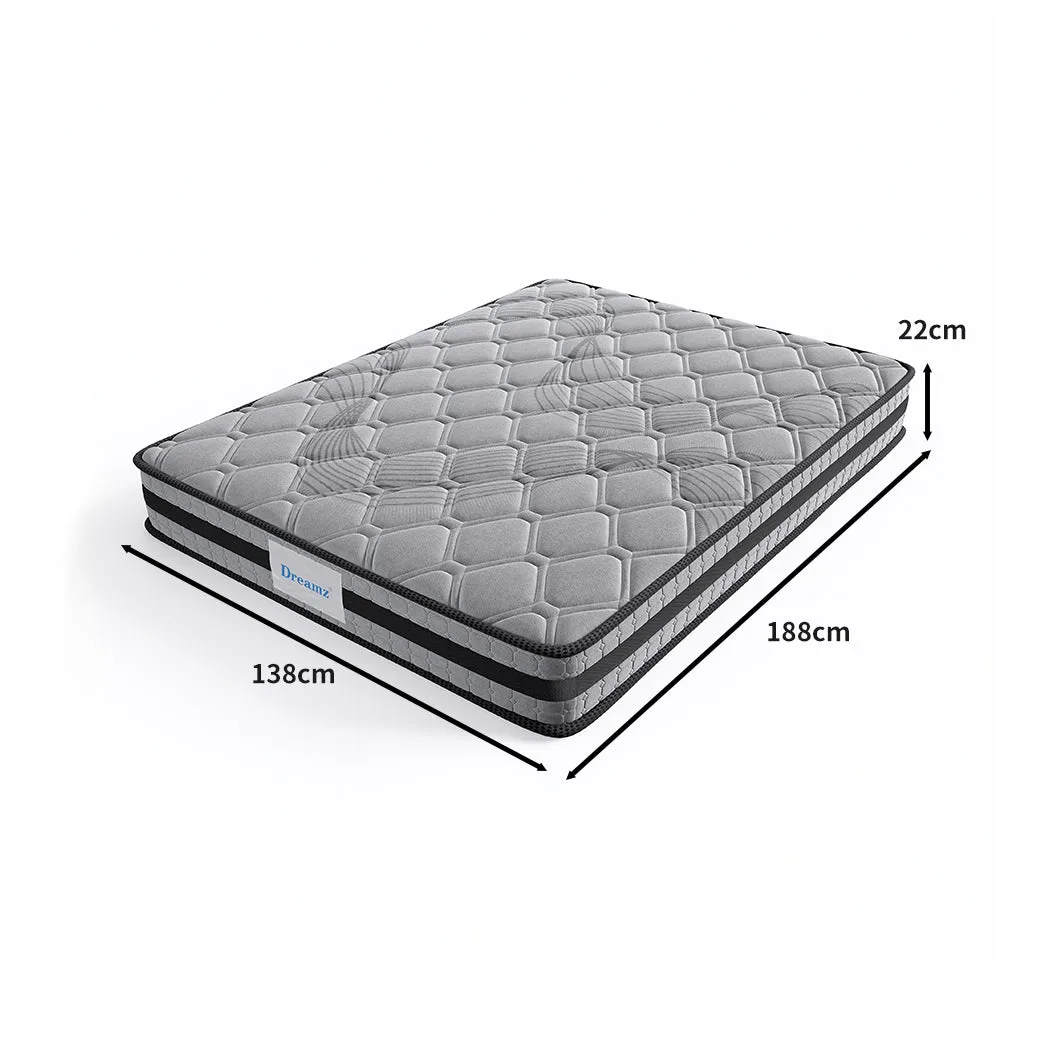 Charlotte 22cm Spring Foam Mattress Medium Firm Dark Grey - Double