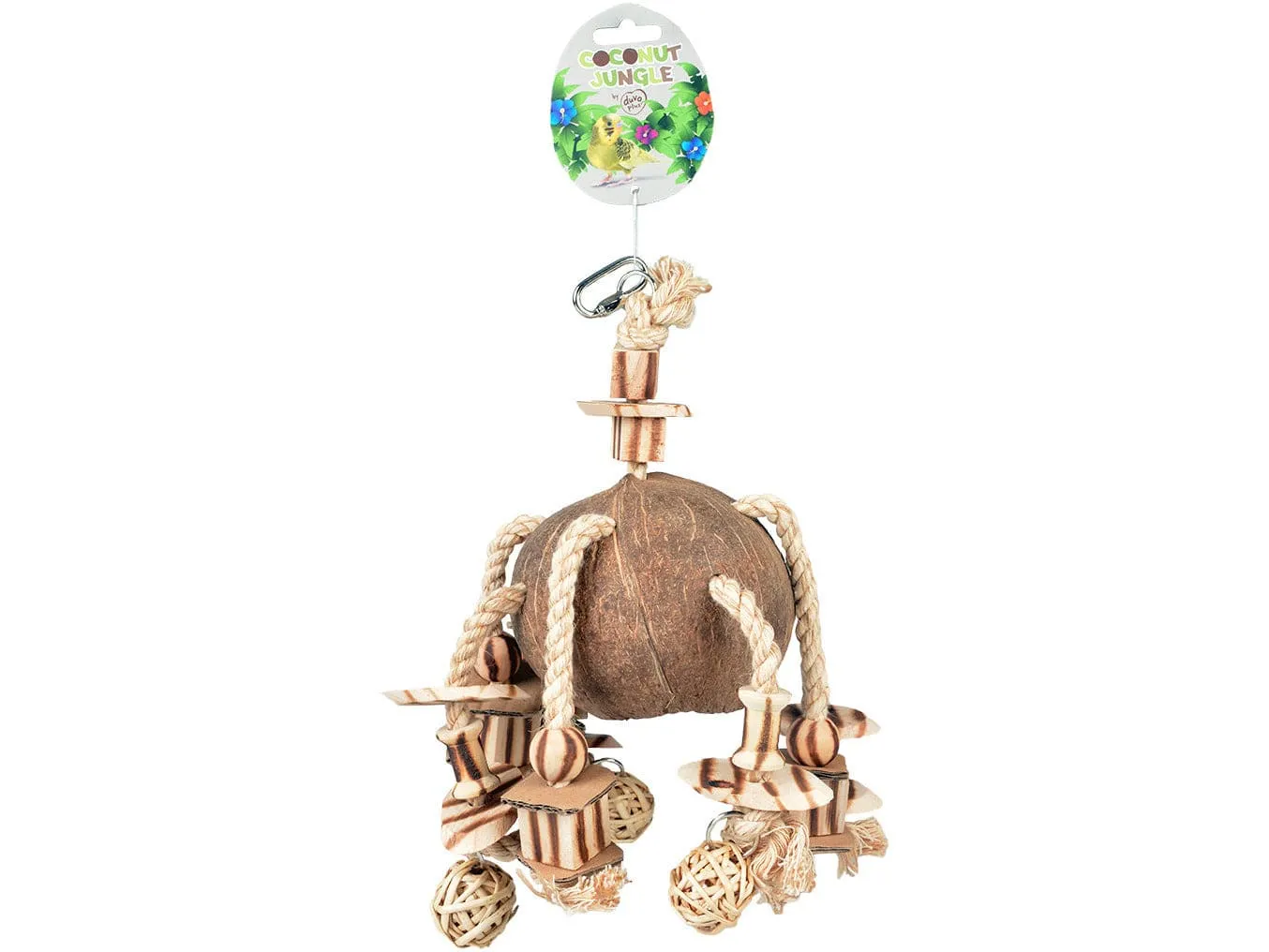 Coconut Jungle Hanger With Wooden Blocks & Willow Balls 35X20X15Cm Wood-Coloured