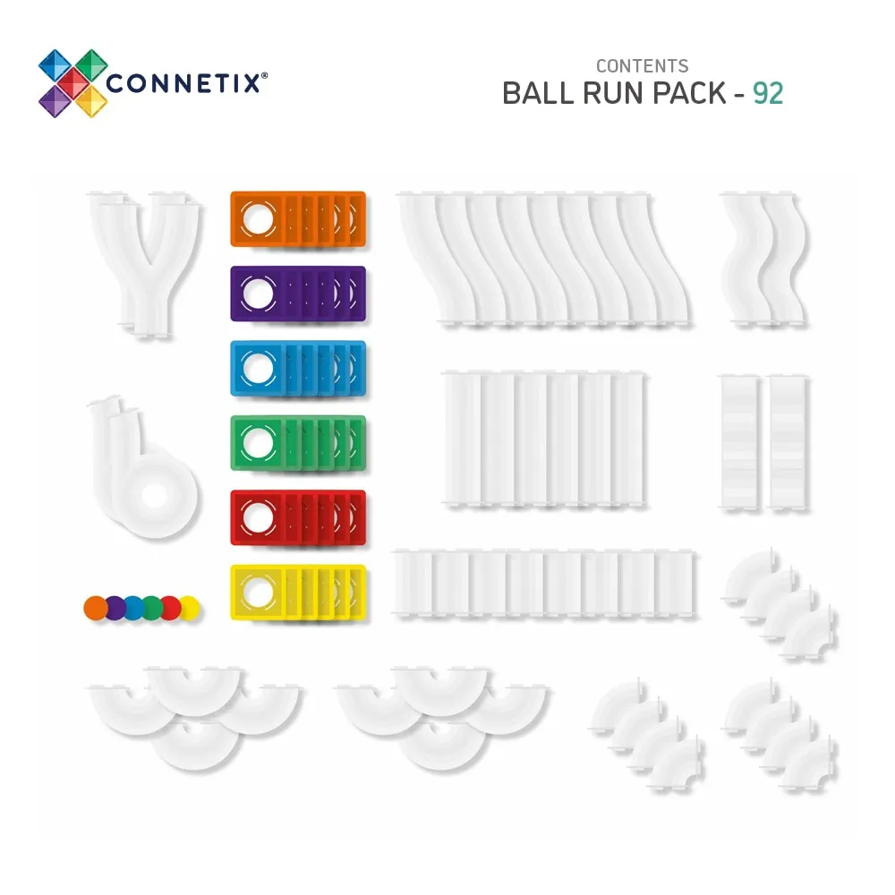 Connetix Rainbow Ball Run Pack – 92 Piece Set