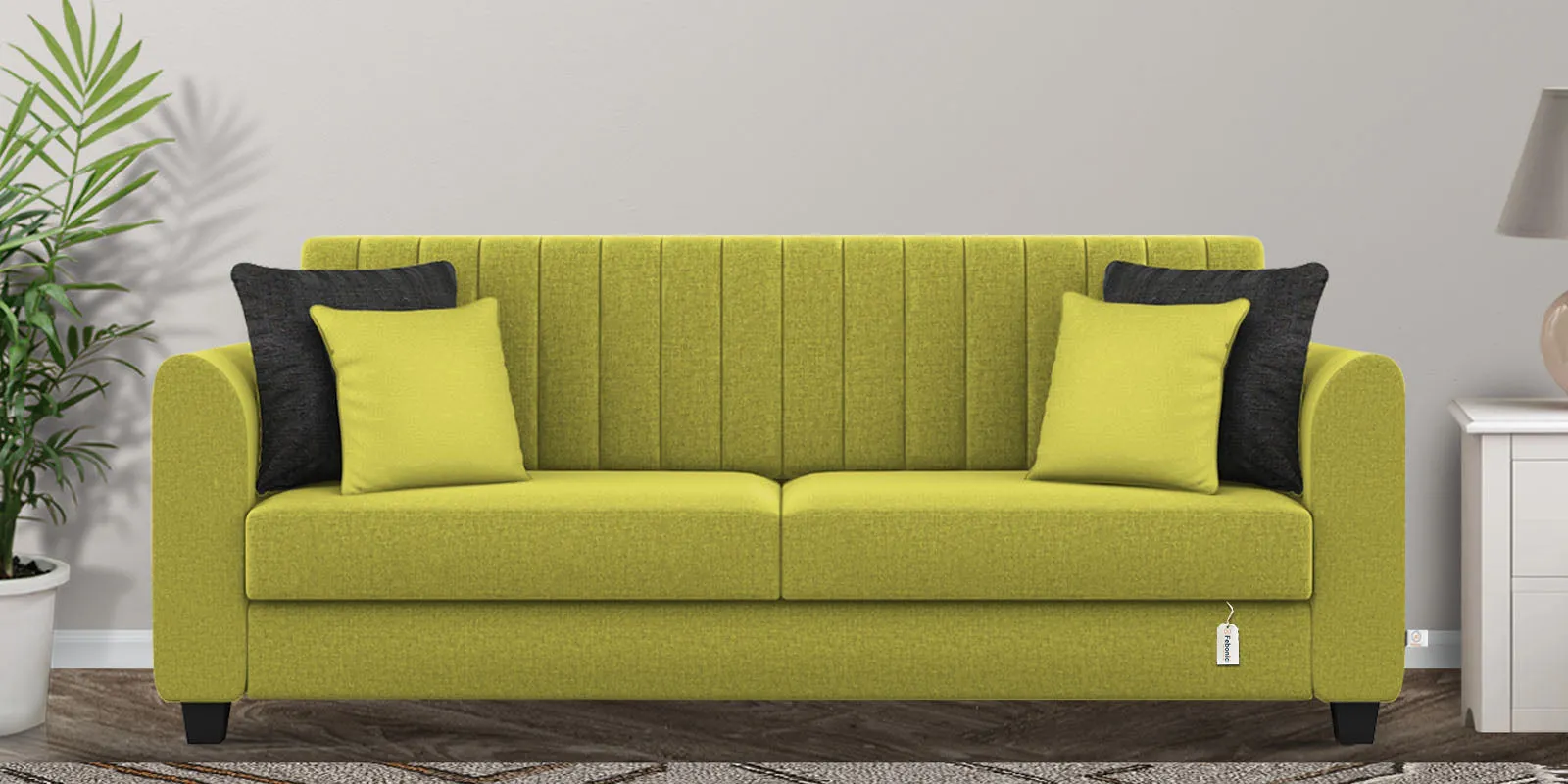 Cosmic Fabric 3 Seater Sofa in Parrot Green Colour
