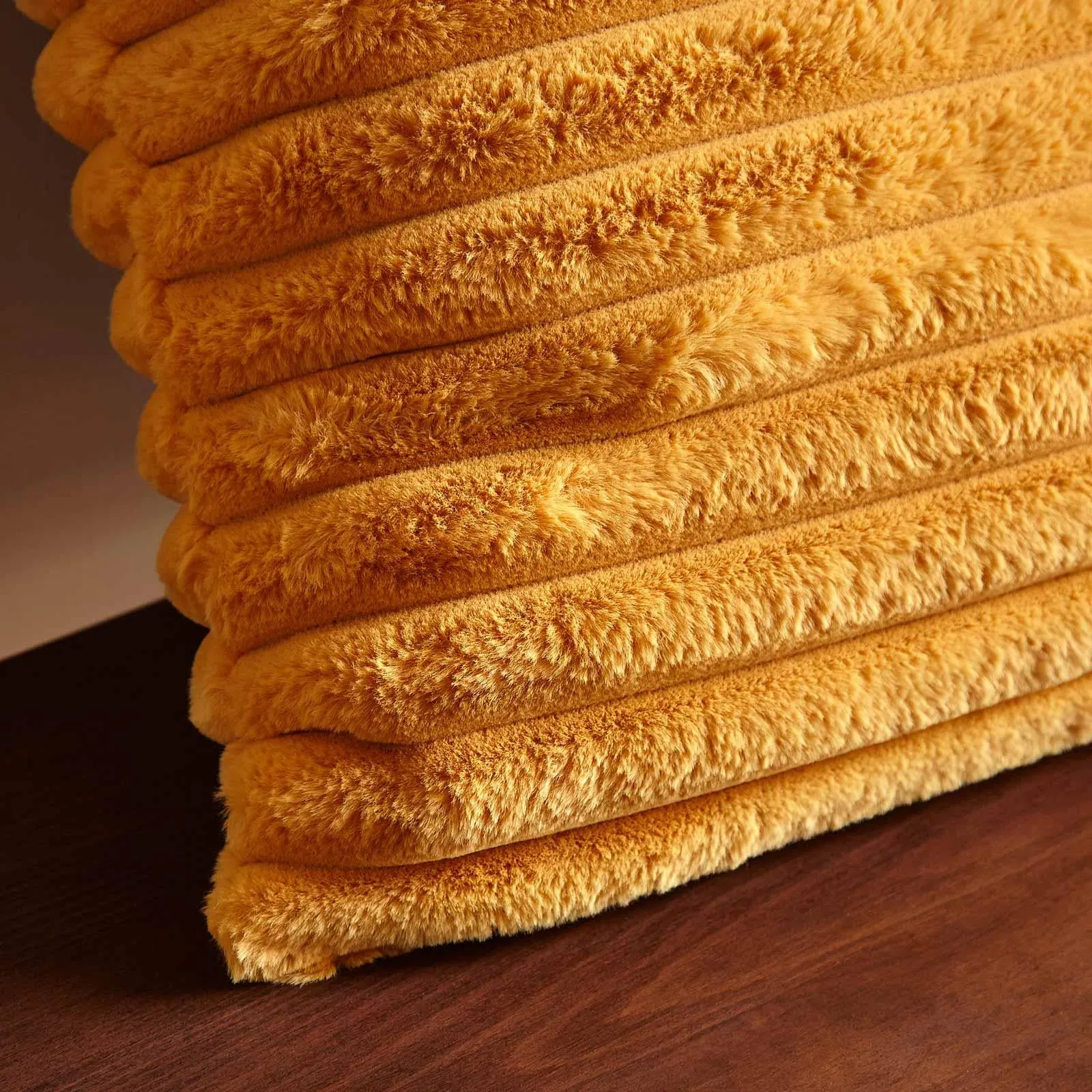 Cosy Ribbed Cushion Mustard