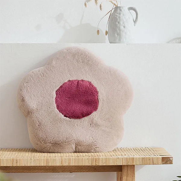 Cozy Floral Plush Cushion - Comfortable Assured - Soft and Fluffy - Pink