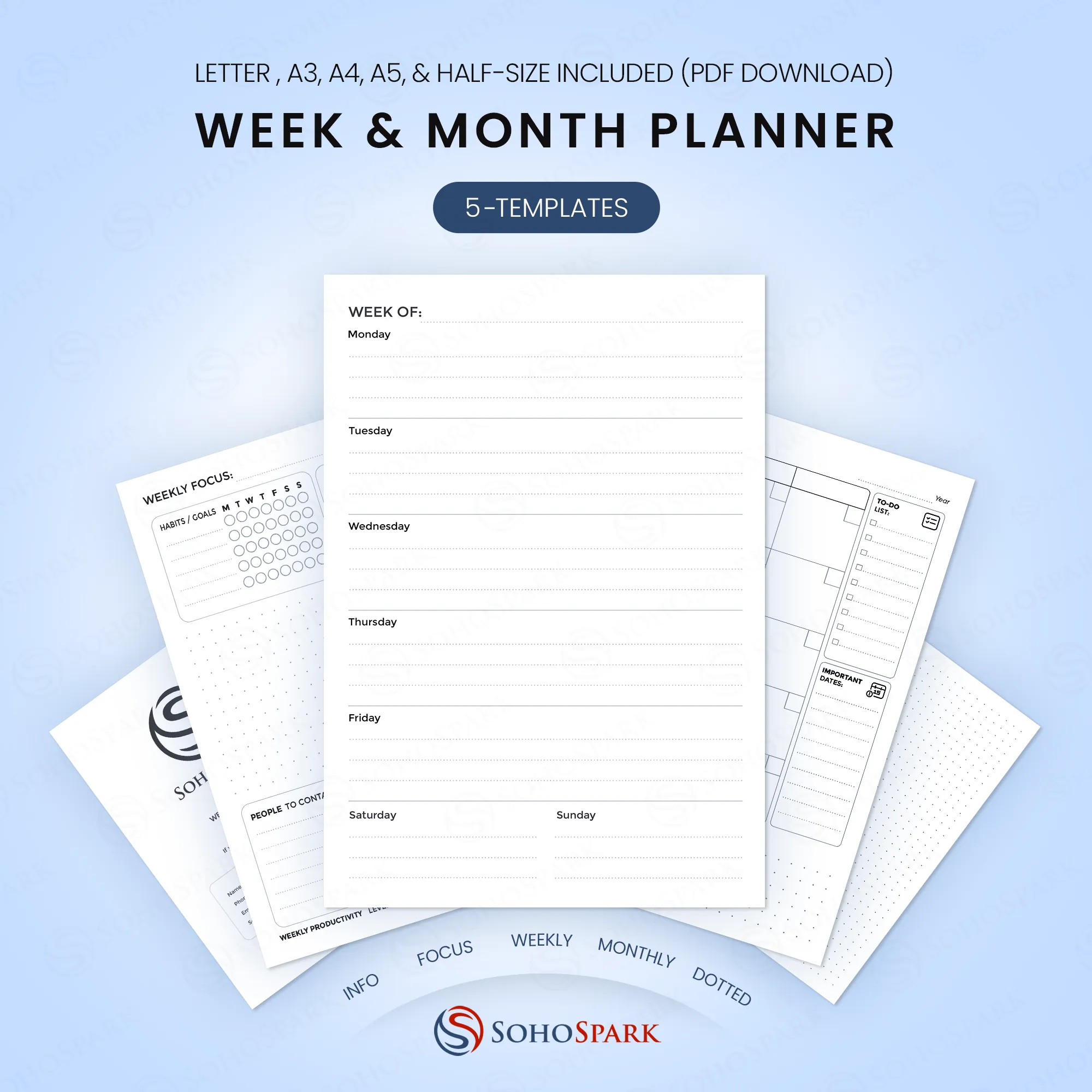 Digital Planner Pack | Monthly, Weekly, and Habit Tracking Pages