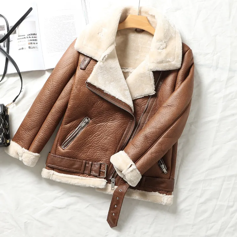 DressBetty - Thick Warm Faux Leather Jackets