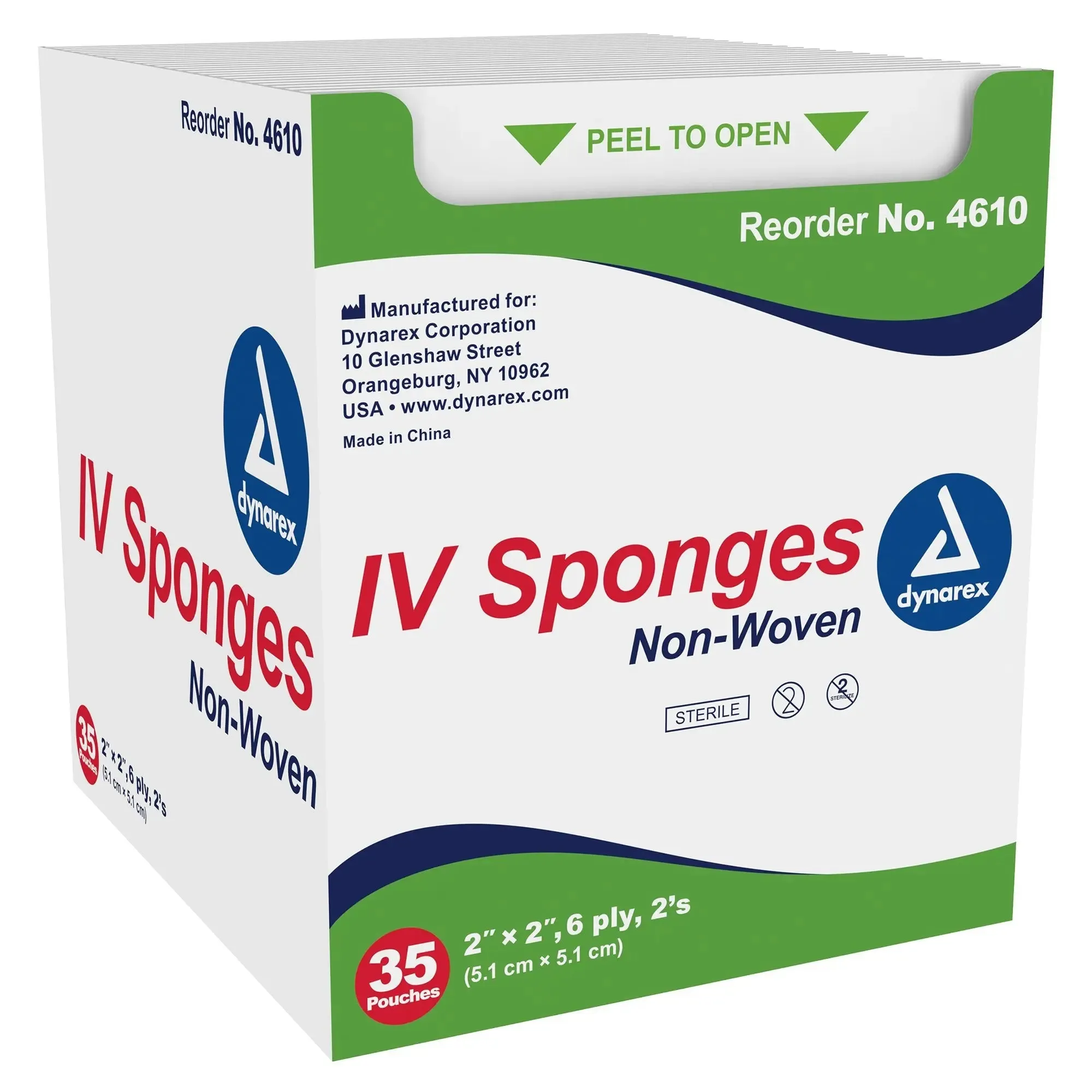 dynarex® I.V. Sponge, 2 x 2 inch, 6-Ply